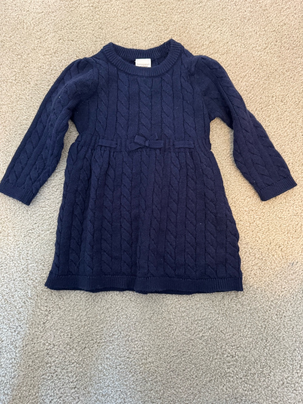 Gymboree Navy Cable-Knit Bow-Accent Sweater